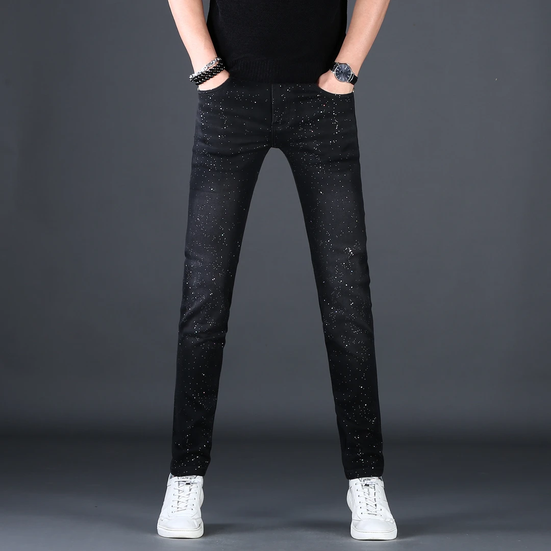 秋冬新款牛仔裤2025爆款网红感裤子修身小脚潮百搭高端休闲裤男款