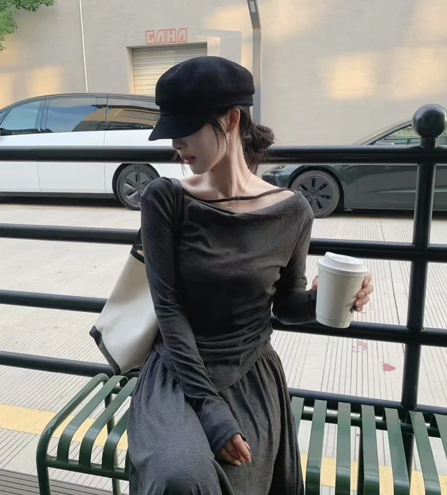 【法式】2025夏季新款时尚显瘦上衣+中长裙套装ALS-1721