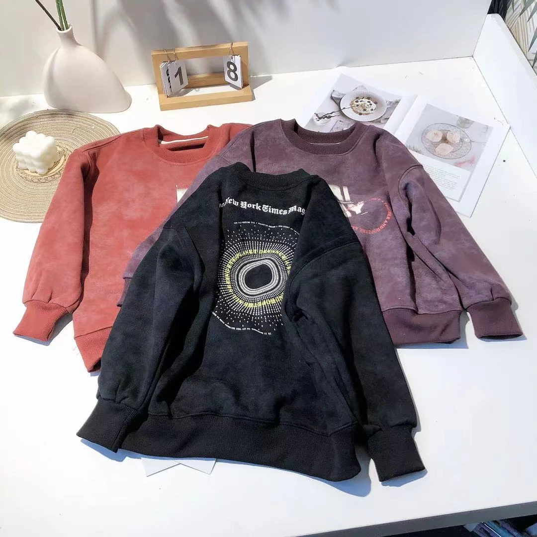 C060小喆大童加绒F字母圆领脏脏款卫衣8251