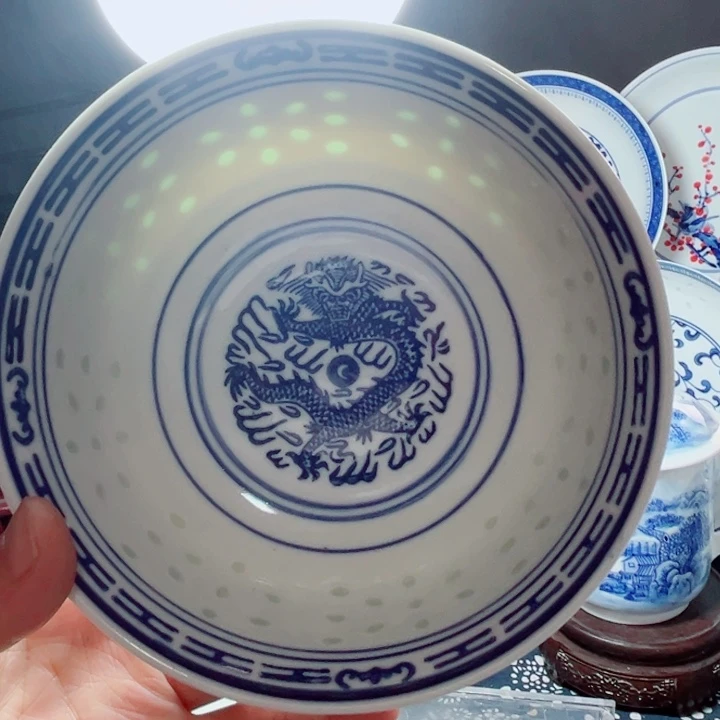 青花玲珑6寸面碗龙纹