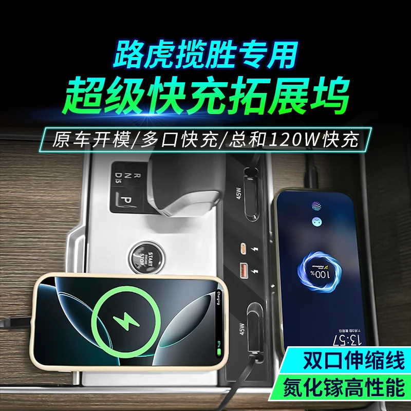 适用于路虎揽胜行政中控拓展坞车载充电器TYPEC快充USB车内饰配件