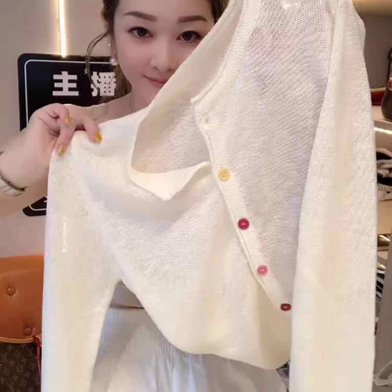 长袖开衫外套女2025夏季新款减龄气质防晒针织上衣爆款透气空调衫