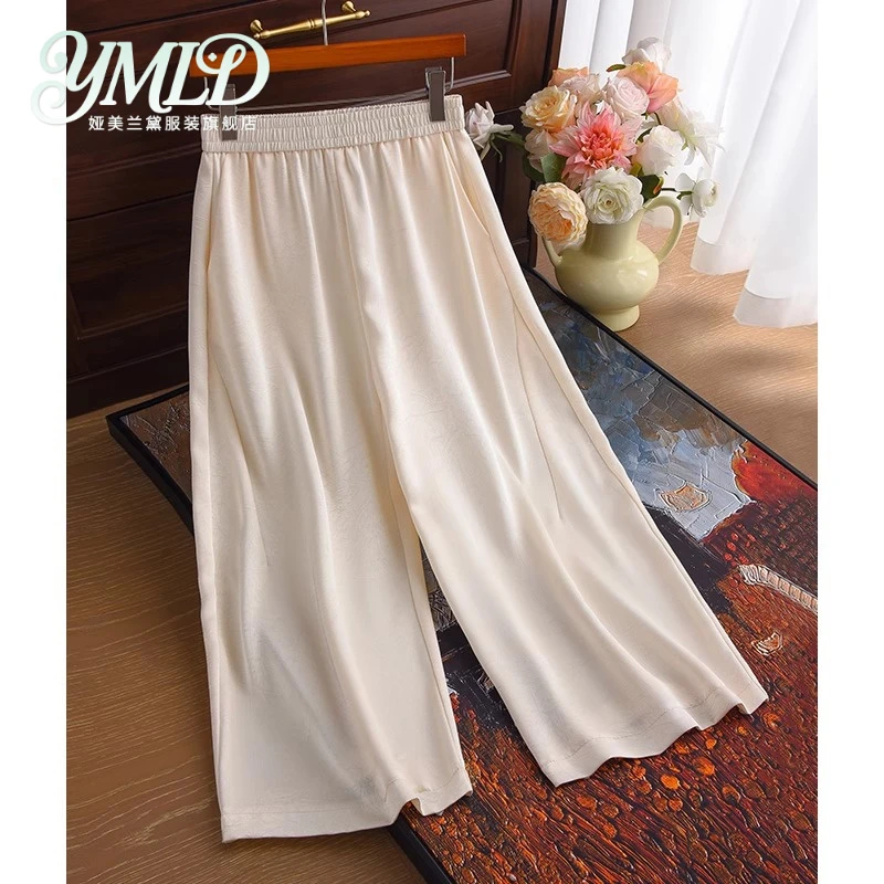 醋酸缎面阔腿裤女夏季薄款2026新款八分裤甩裤裙裤爆款九分直筒裤