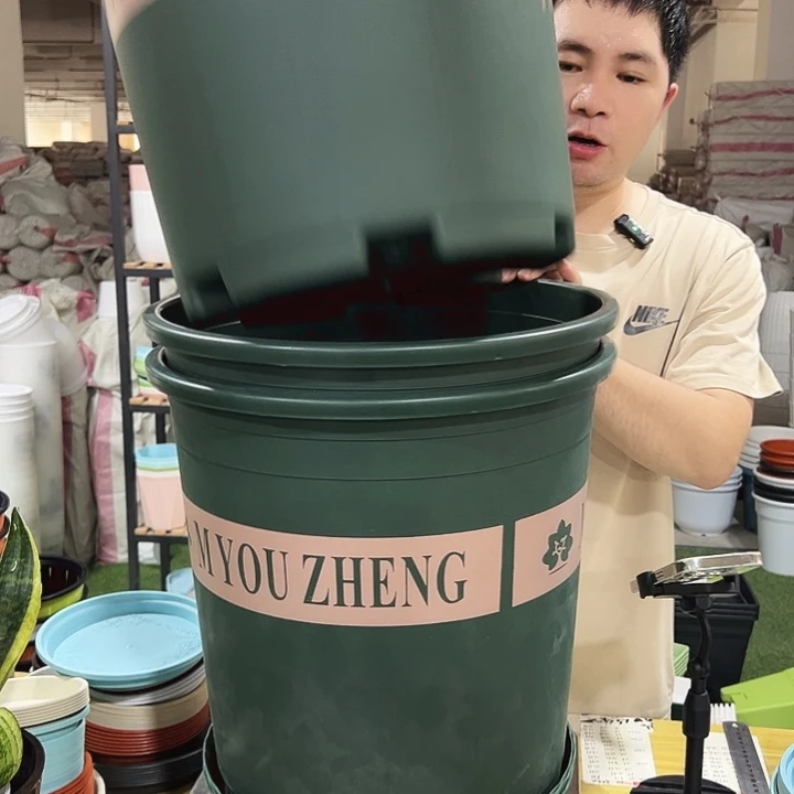 加仑盆口37高36军绿色3只带托