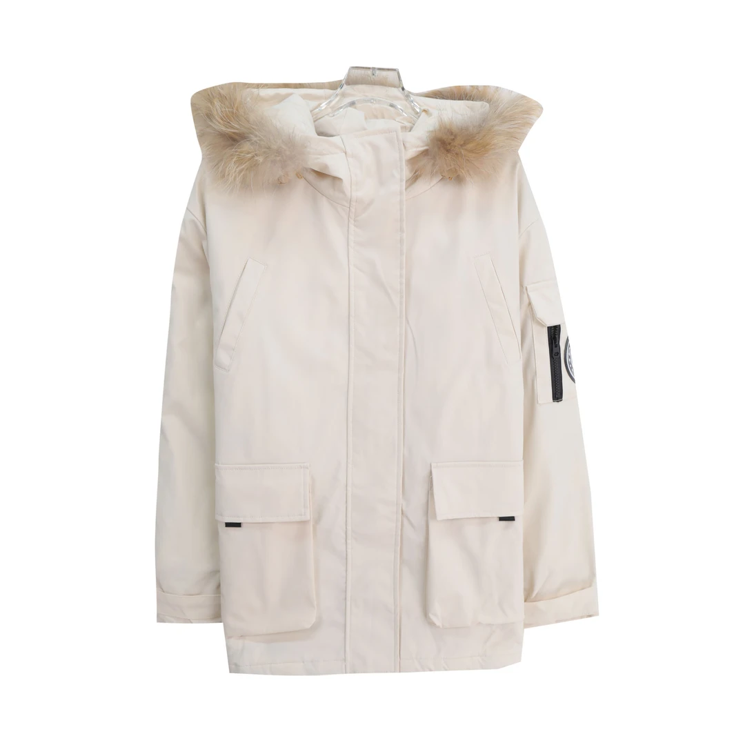 连帽工装风纯色高级感宽松百搭羽绒服U036