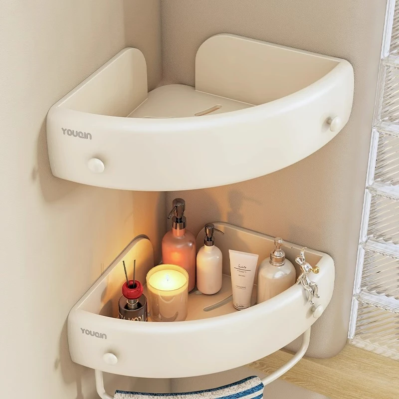 优勤浴室置物架卫生间洗漱台收纳架壁挂式厕所墙上免打孔转角架子