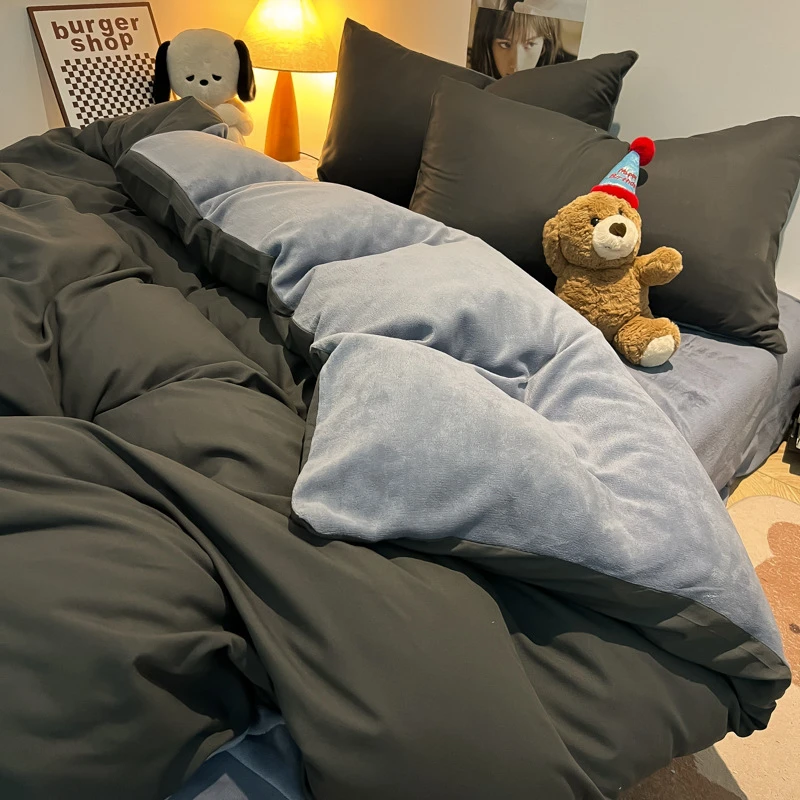 保暖被套被芯一两件套可拆洗床上用品冬季单面绒冬被棉被一整套