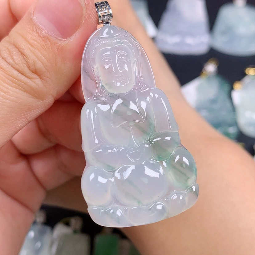 【闪购商品】翡翠18K金镶嵌颈饰观音