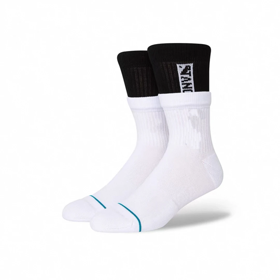 双罗口撞色男女黑白中筒袜运动长袜女秋冬中袜瑜伽潮袜1SC3