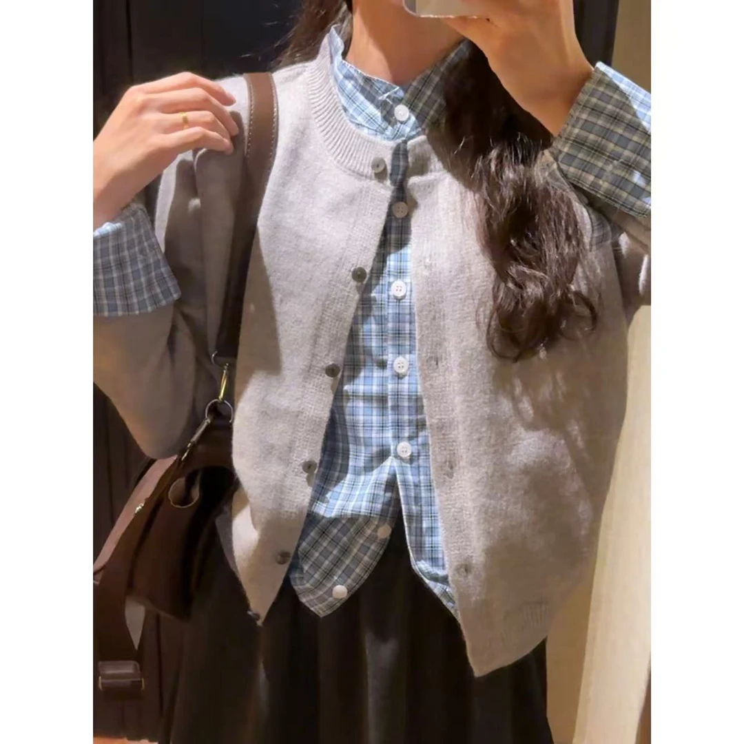 佳儿吖～假两件慵懒叠穿设计感毛衣5033