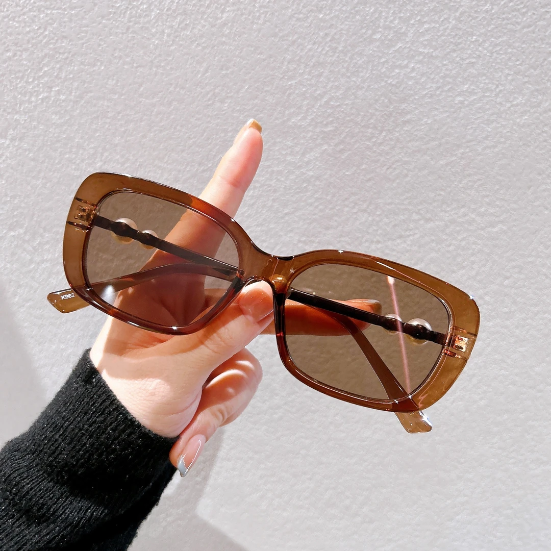 【9623】茶复古方框太阳镜防紫外线潮流墨镜遮阳眼镜女生高级感