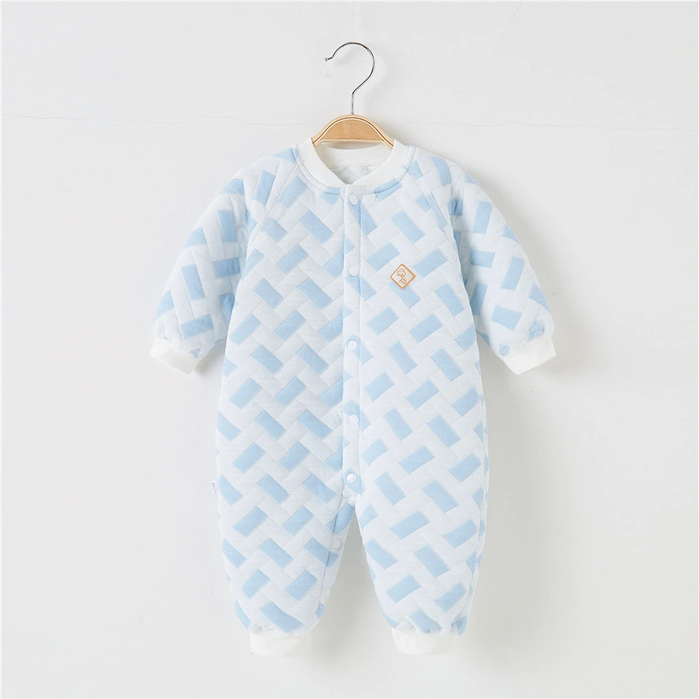 婴儿连体衣保暖秋冬纯棉外穿宝宝内衣夹棉爬服睡衣新生儿衣服春秋