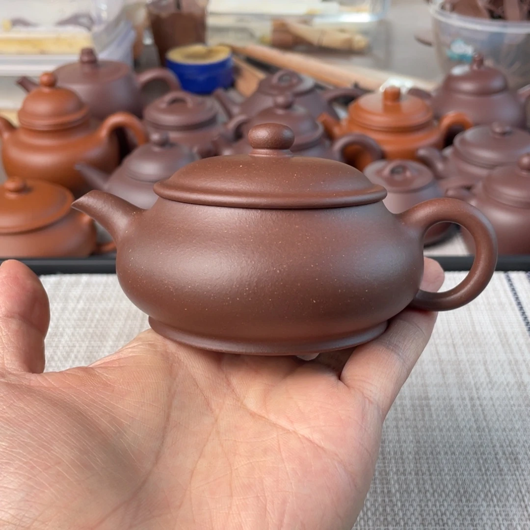 紫砂茶壶半手工台西紫泥明炉壶160cc