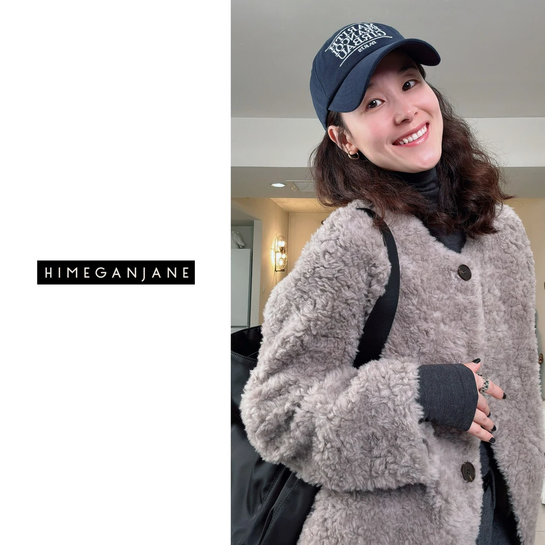 HIMEGANJANE “挚爱”100%羊毛 氛围感宽松保暖毛毛外套2502