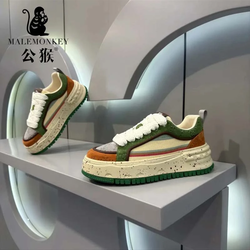 公猴新款夏季男鞋潮流布面透气休闲板鞋子厚底耐磨防滑运动鞋XL20