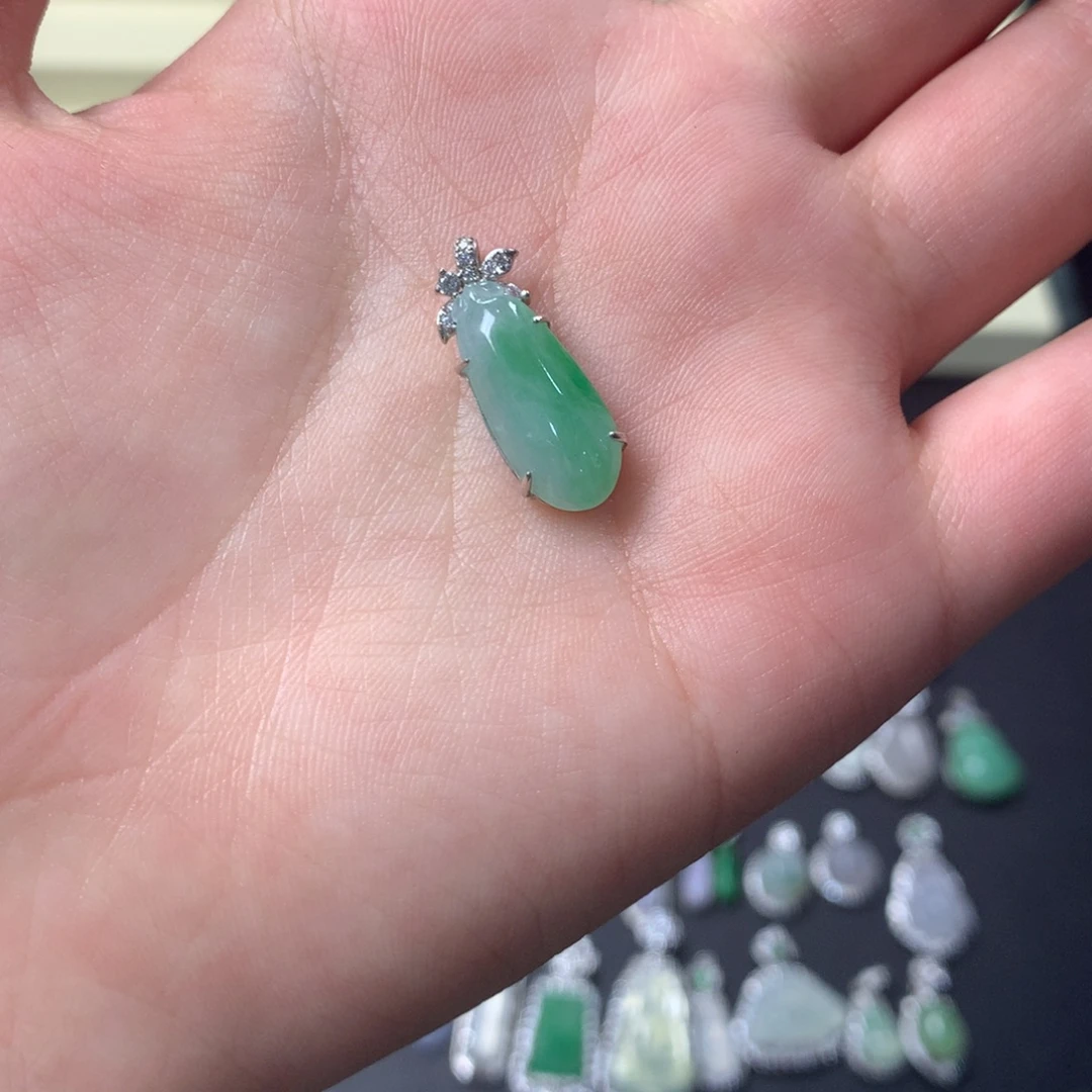 翡翠银S925镶嵌挂件