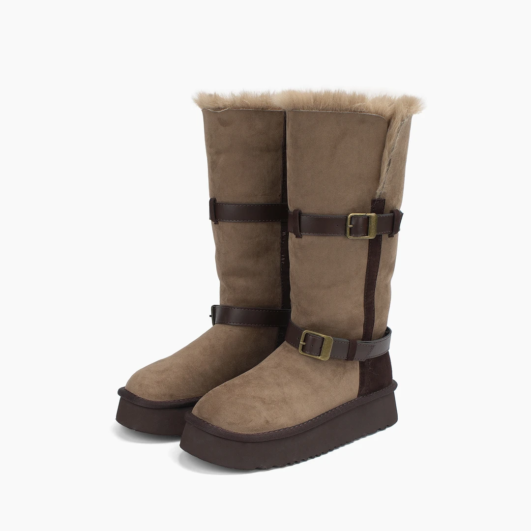 杜米亚冬季新款可翻折厚底增高保暖防滑雪地靴D9-9222-13A