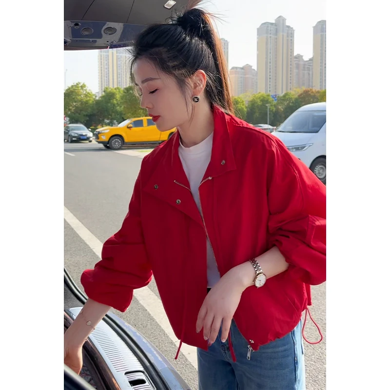 【万达撤柜】【万达撤柜】设计感立领短款冲锋衣外套女2025春季新