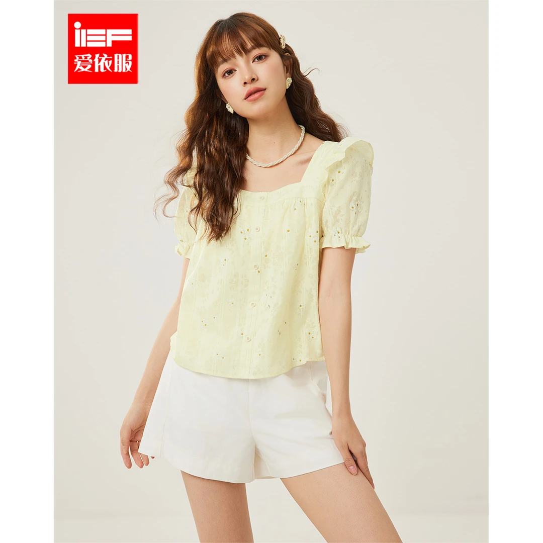 IEF/爱依服2025夏季新款法式甜美小清新少女风减龄宽松百搭上衣