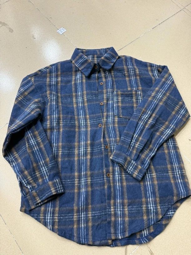 复古磨毛格子衬衫磨毛材质可能会起球 介意勿拍