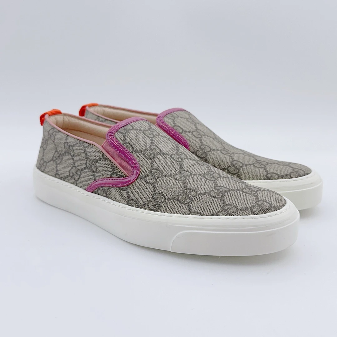 全新未使用 GUCCI/古驰 35.5码/棕色满印一脚蹬板鞋/YM00649