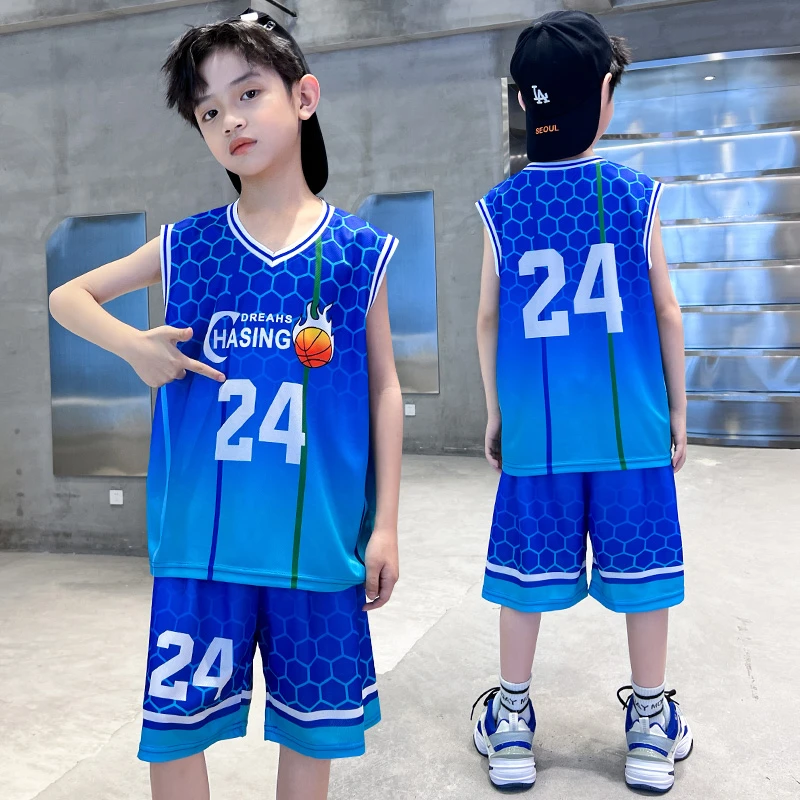 男童篮球服速干套装宝宝无袖背心夏装儿童男孩夏季中大童运动球衣