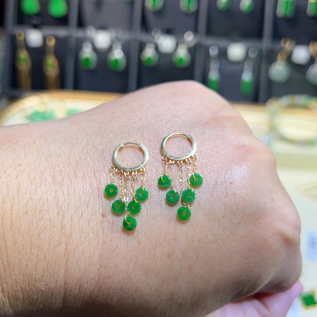 颈饰18K金镶嵌翡翠耳包