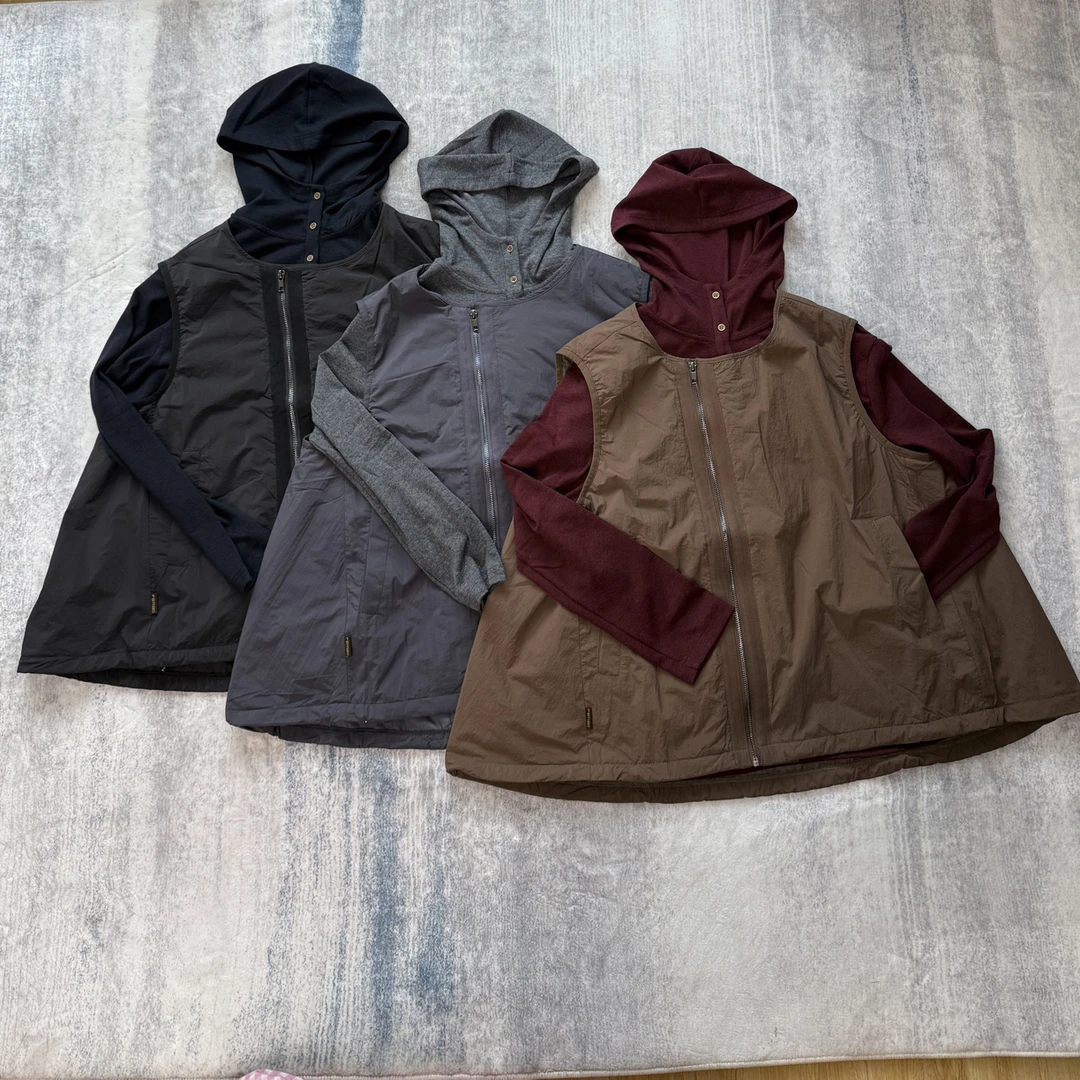菲玛掂【品品服饰】251236百搭洋气休闲棉马夹连帽保暖立领拉链