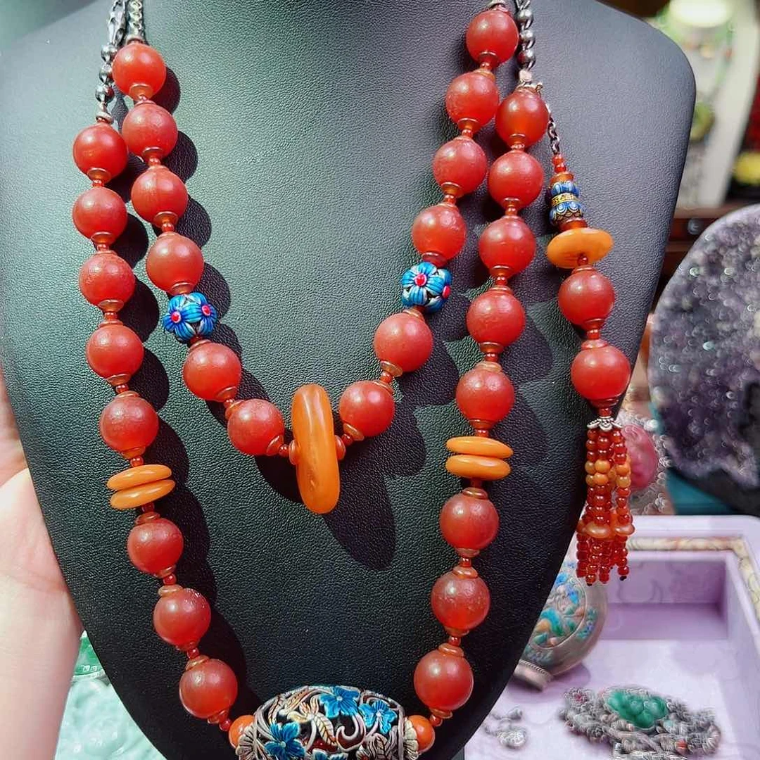 玛瑙/玉髓颈饰银S925镶嵌，