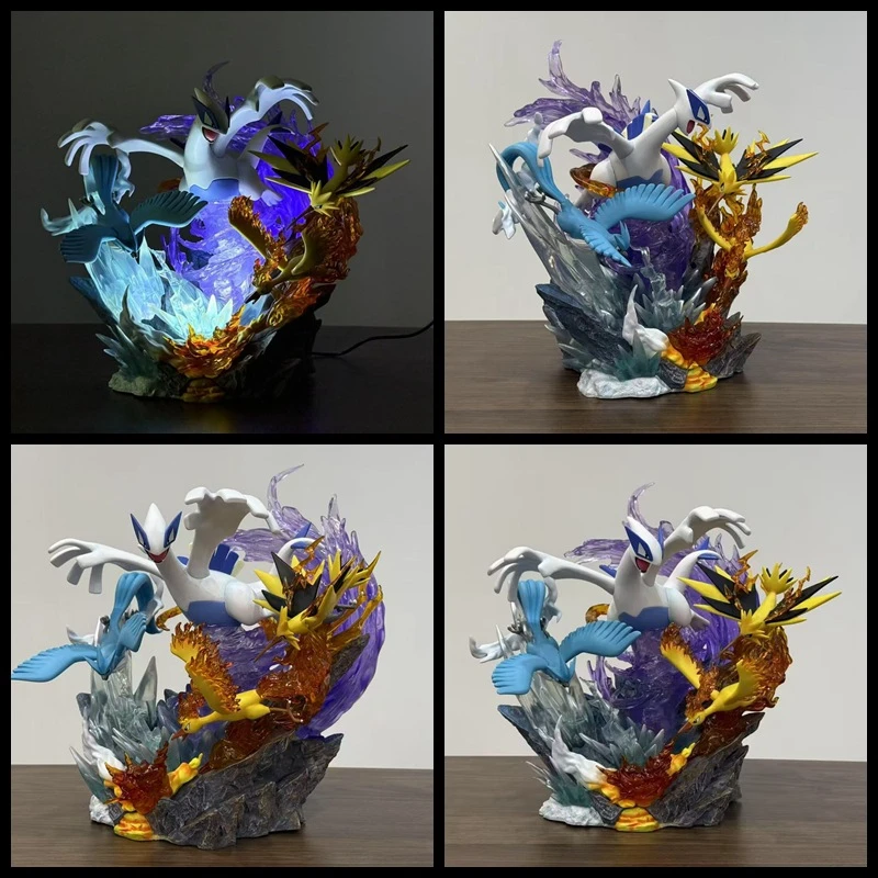 宠物小精灵 GK洛奇亚三圣鸟 小智全家福 可发光 模型雕像盒装手办