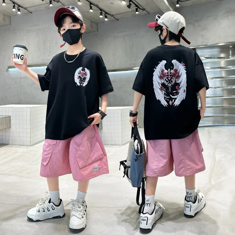 男童夏装套装2025新款中大童男孩儿童装夏季薄款短袖运动潮酷帅气