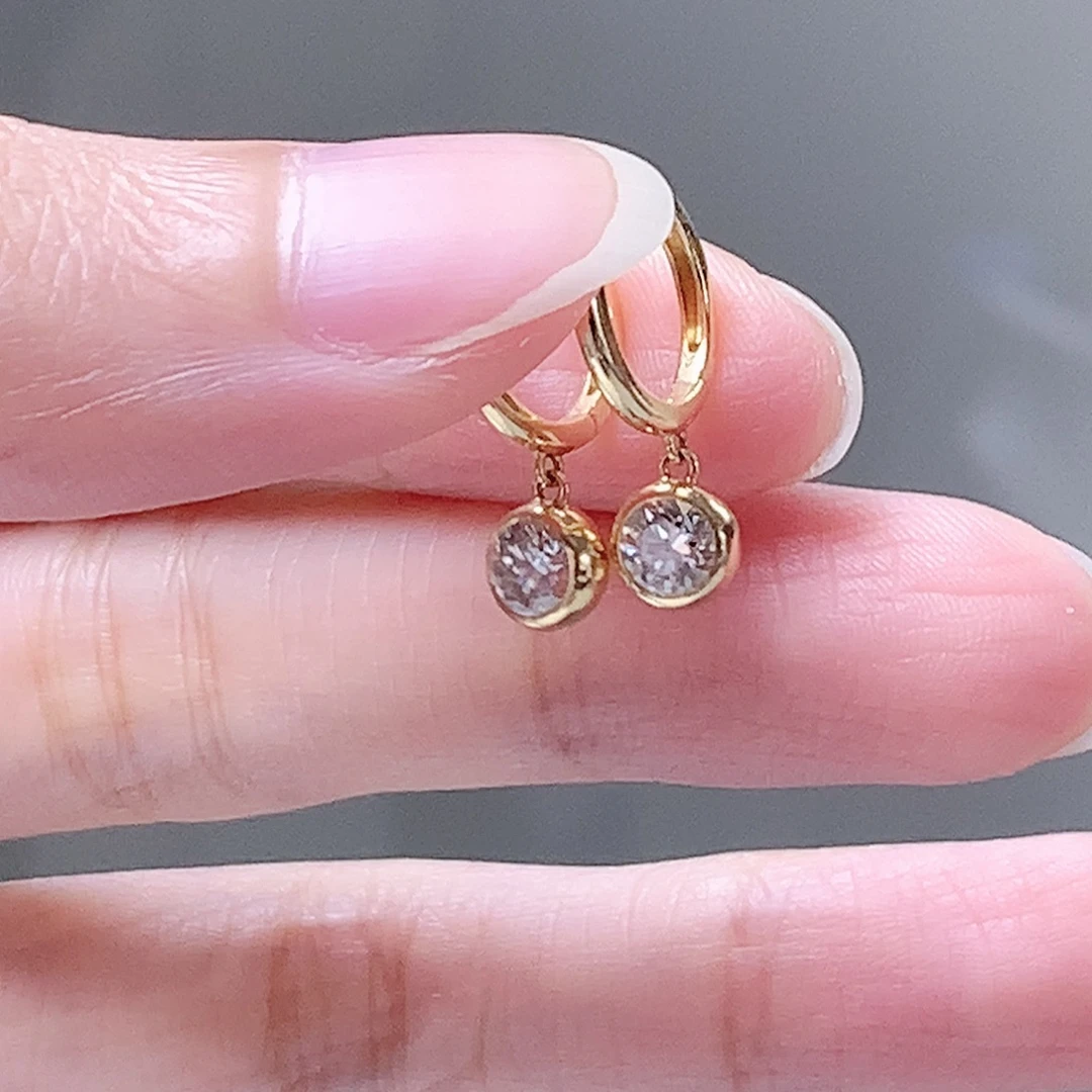 钻石颈饰18K金镶嵌18k金天然钻石耳环