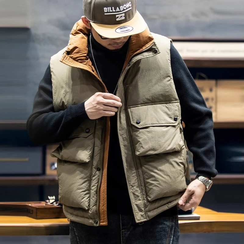 白鸭绒保暖羽绒马甲男女高端冬季坎肩外穿宽松马夹立领外套背心潮