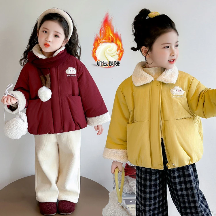 2025新款冬季加绒保暖儿童外套男女童时尚棉服冬装防寒上衣