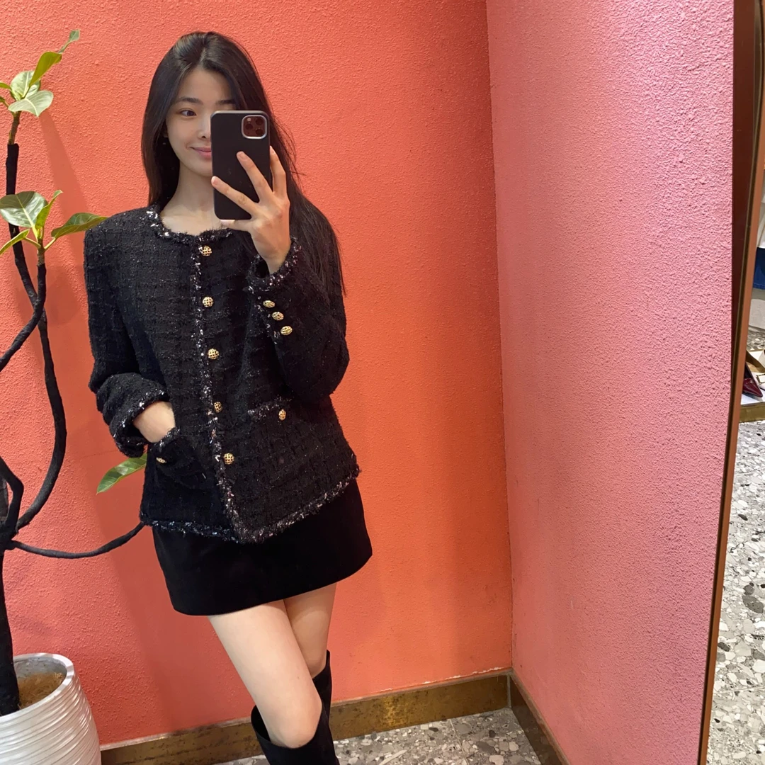 （默茗服装）细闪格子小香外套