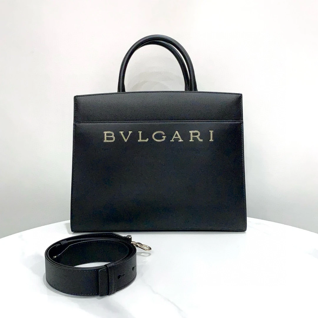 95新 BVLGARI/宝格丽 7姐专场/黑色牛皮托特