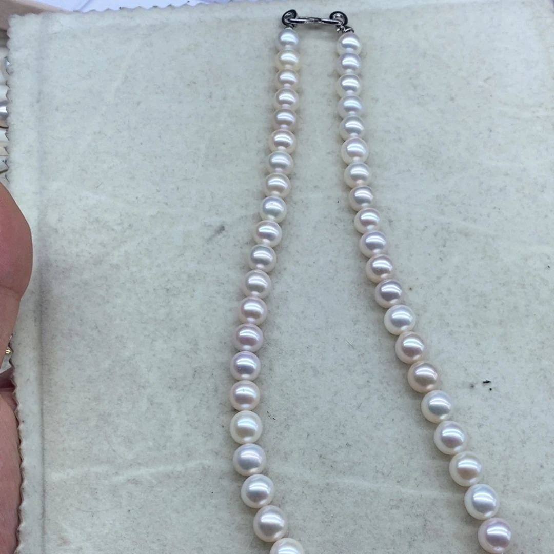 花岗石铁合金锡合金铁合金8-9m极光珍珠项链