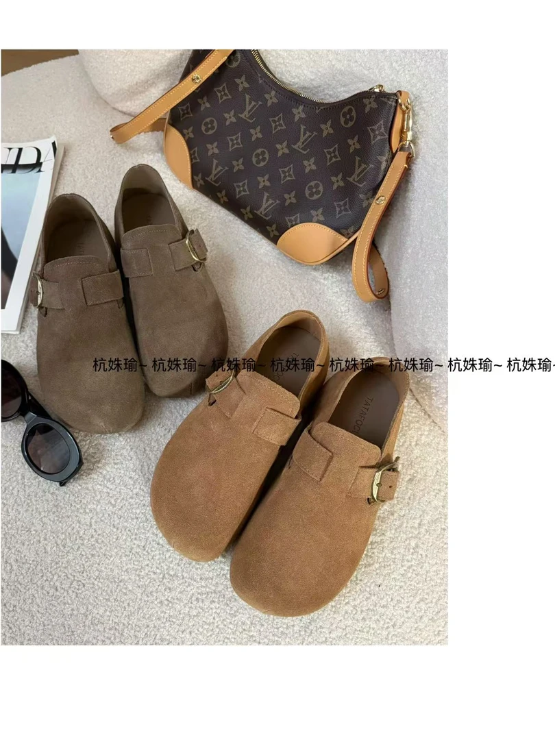 新款磨砂牛皮单鞋全包一脚蹬勃肯鞋平底两穿2572-3