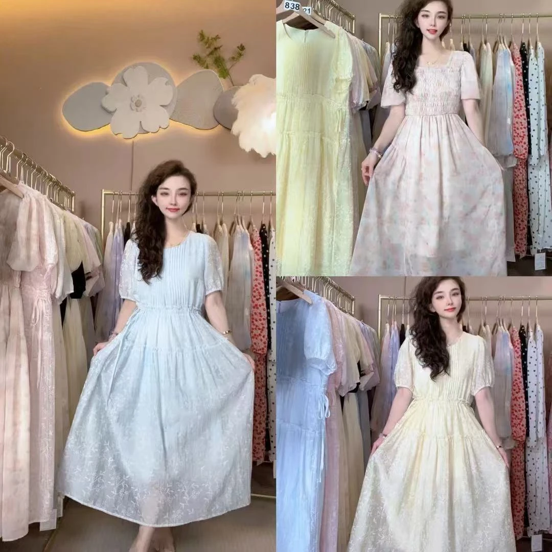 2025夏季显瘦时尚法式长款仙女裙温柔风碎花连衣裙