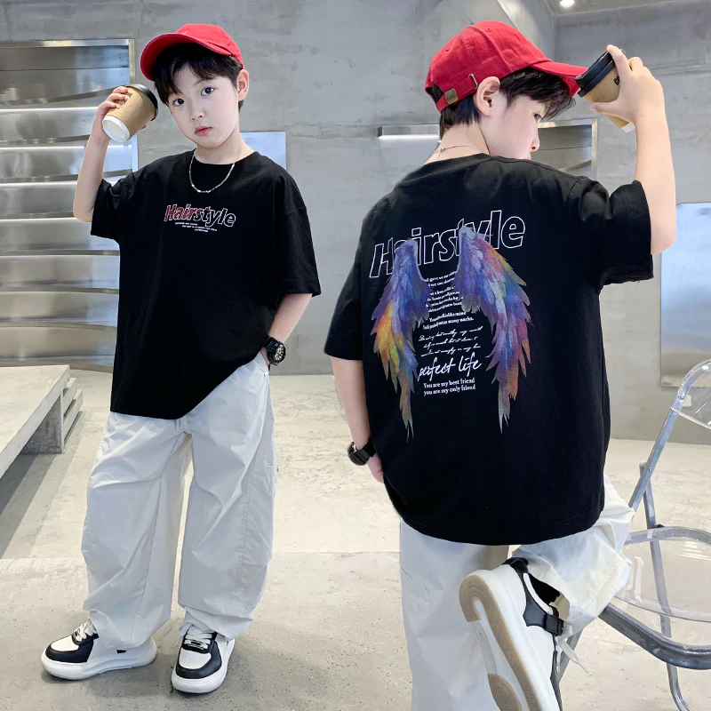 男童夏装套装2025新款儿童夏季短袖6-12岁中大童男孩洋气卡通衣服