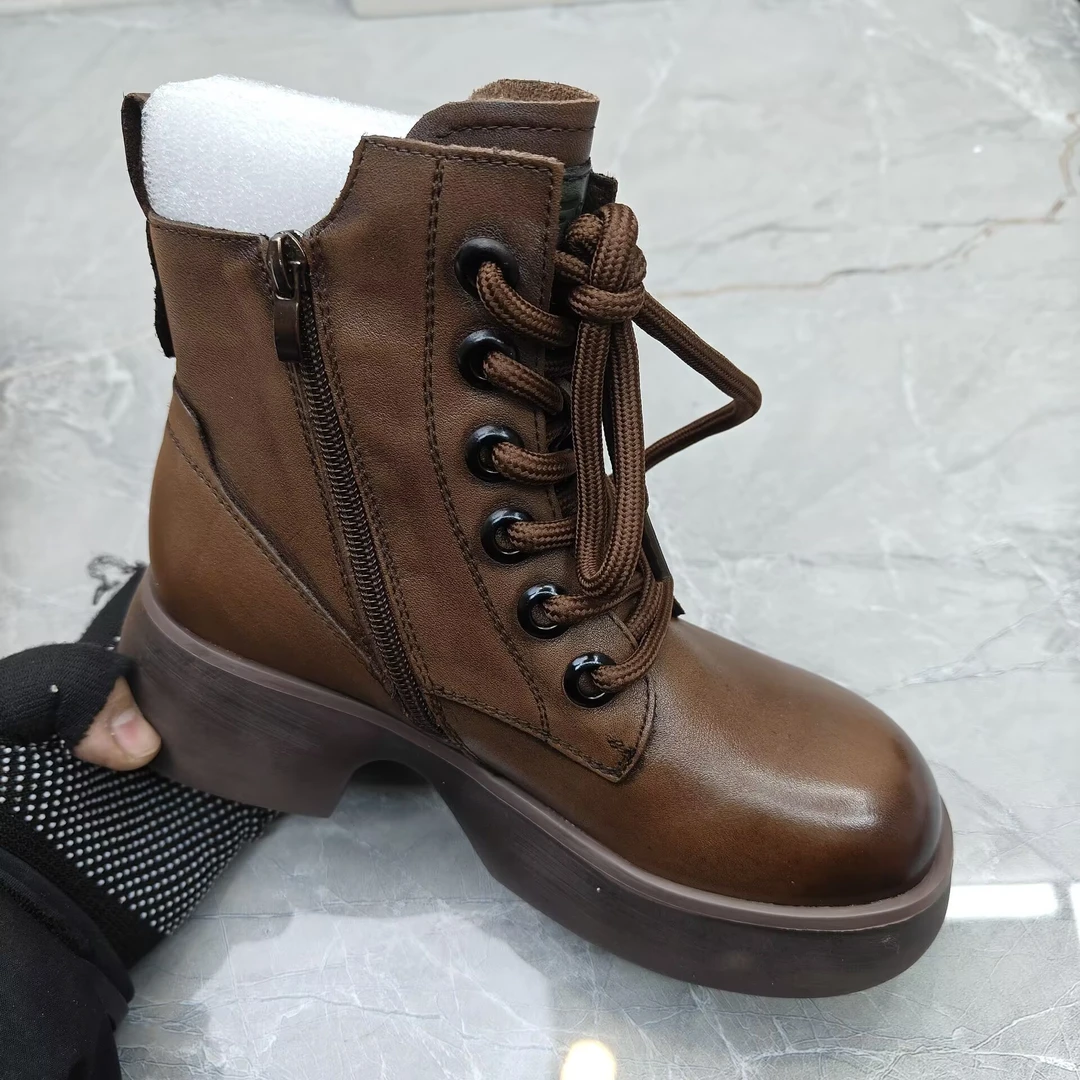 f（孤品）37码短靴女靴子223-6516牛皮