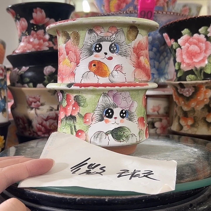 景德镇手绘花盆 满38包邮