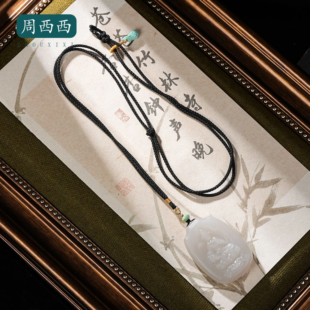 珠宝18K和田玉观音项链长4.3宽3高1百搭款多样性发货18122