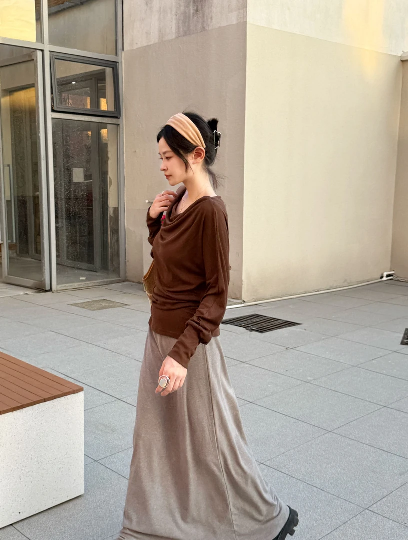 （兰精天丝美丽奴羊毛）休闲时尚气质高级荡领一字肩显瘦韩系上衣