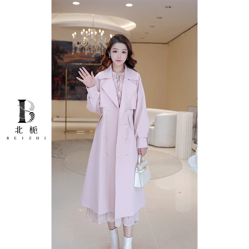 【北栀】休闲系带双排扣风衣813771