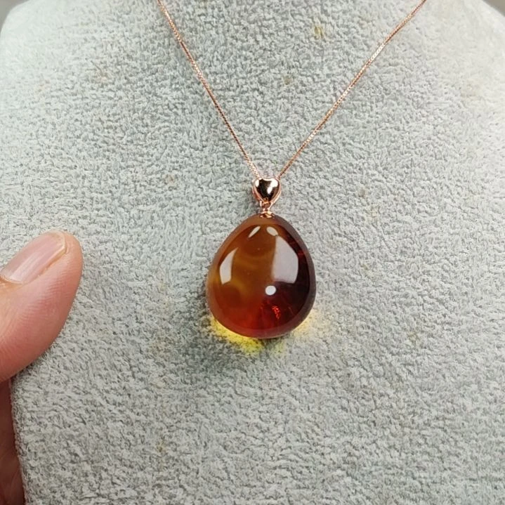 蜜蜡吊坠(赠链)银S925镀金镶嵌