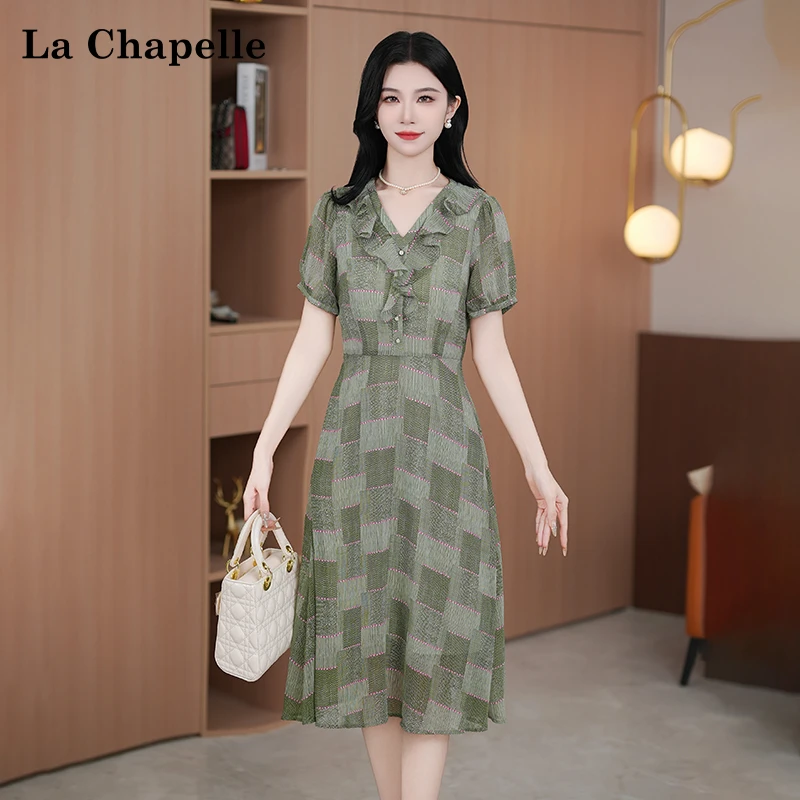 夏季法式设计感显瘦松紧腰短袖连衣裙