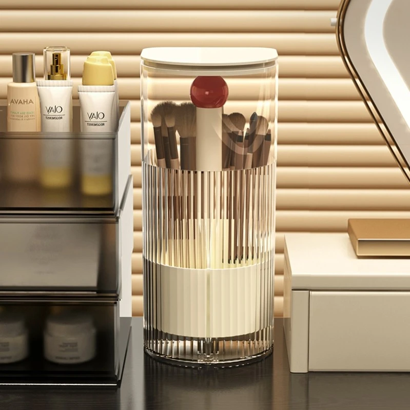 德国自动升降化妆刷收纳筒防尘带盖子刷子桶化妆台桌面化妆品收纳