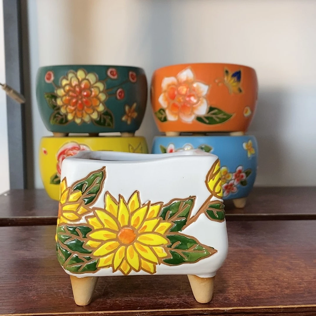 红陶韩式多肉植物花盆