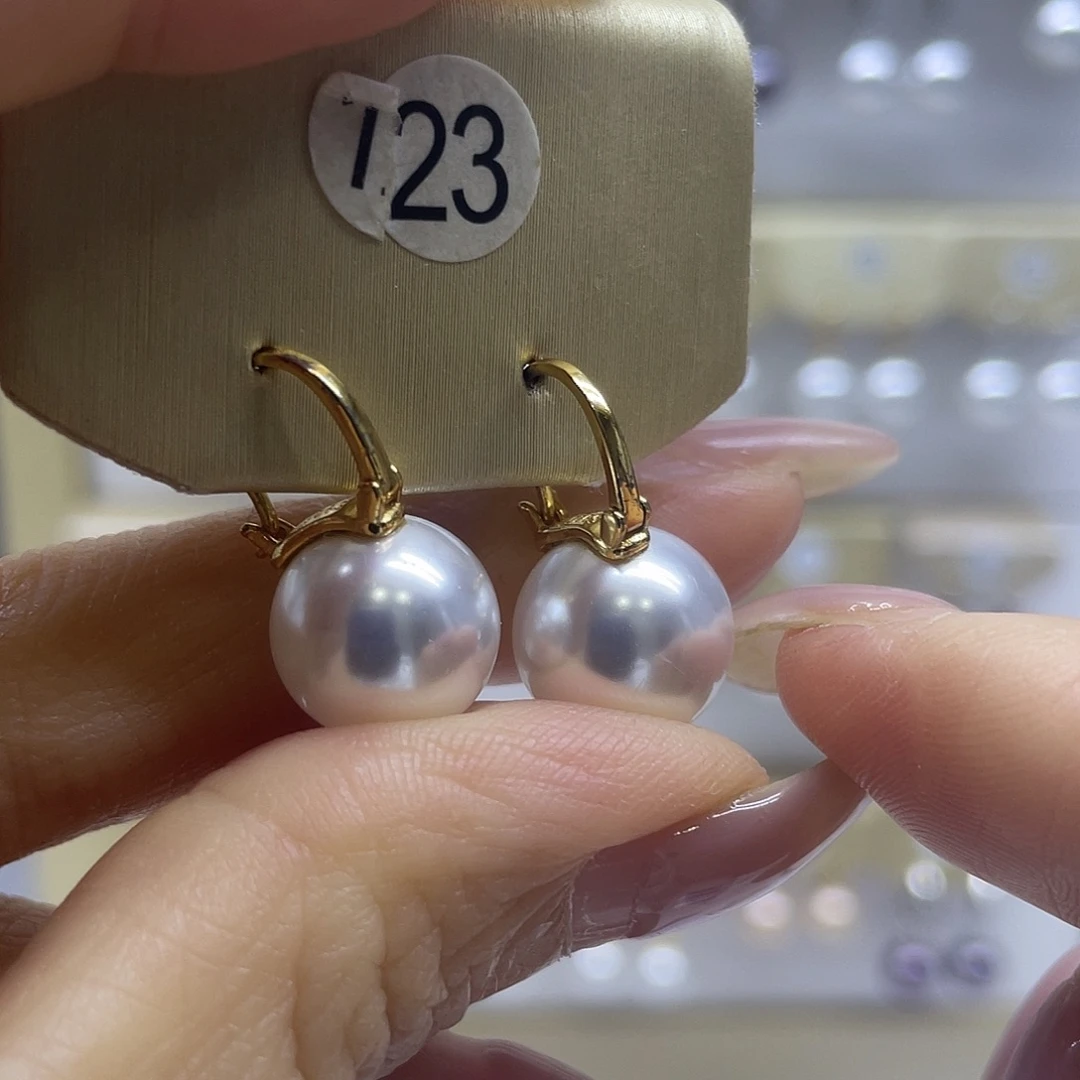银S925镶嵌淡水珍珠耳饰